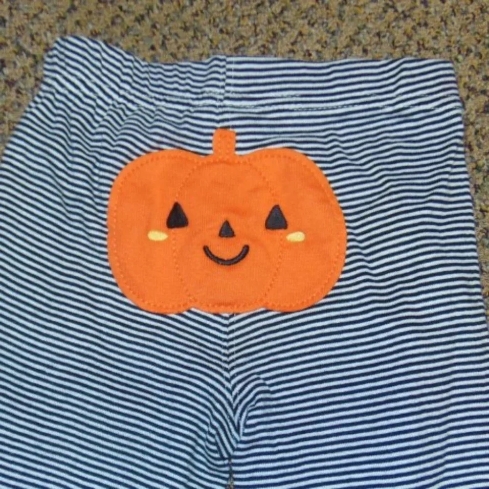 Boys 3 Pc Halloween Set 18 mths Bodysuit, Shirt, Pants Orange Black My 1st